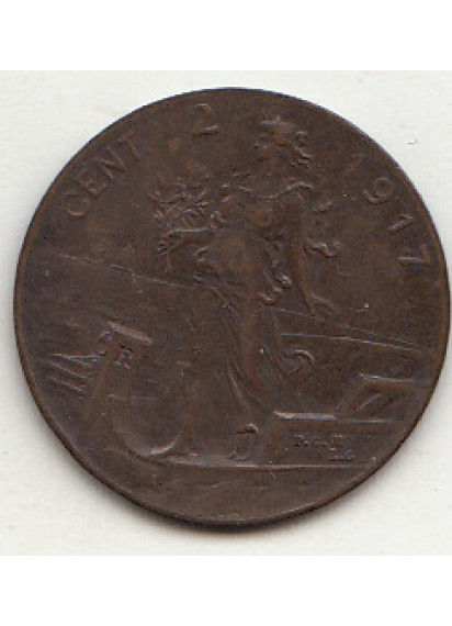 1917 2 Centesimi Prora  Circolata Vittorio Emanuele III BB